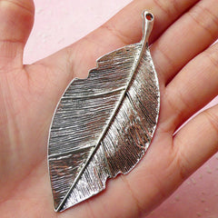 Leaf Charms Leaves Charm (1pc) (36mm x 83mm / Tibetan Silver) Floral Charms DIY Pendant Earrings Zipper Pulls Bookmarks Keychain CHM512