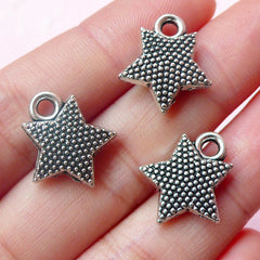 Star Charms (3pcs) (15mm / Tibetan Silver / 2 Sided) Kawaii Metal Charms Pendant Bracelet Earrings Zipper Pulls Bookmarks Key Chains CHM513