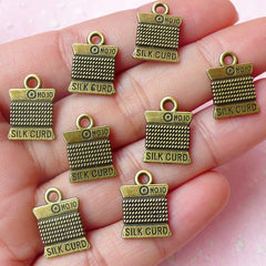 CLEARANCE Sewing Spool Charms Sewing Machine Thread Charms (8pcs) (11mm x 15mm / Antique Bronze / 2 Sided) Kawaii Miniature Pendant Bracelet CHM518