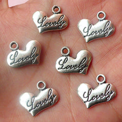 Lovely Heart Charms (6pcs) (16mm x 15mm / Tibetan Silver / 2 Sided) Valentines Pendant Bracelet Earrings Bookmarks Keychains CHM526