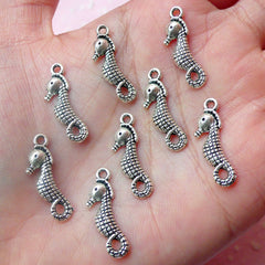 CLEARANCE Seahorse Charms (8pcs) (8mm x 23mm / Tibetan Silver) Metal Charms Findings Pendant Bracelet Earrings Zipper Pulls Bookmark Keychain CHM506