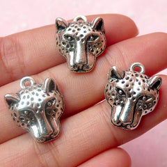 Tiger Charm (3pc) (15mm x 20mm / Tibetan Silver) Animal Charms Tiger Head Pendant Bracelet Earrings Zipper Pulls Bookmark Keychains CHM517