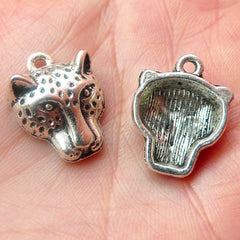 Tiger Charm (3pc) (15mm x 20mm / Tibetan Silver) Animal Charms Tiger Head Pendant Bracelet Earrings Zipper Pulls Bookmark Keychains CHM517