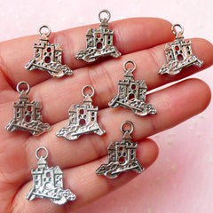 CLEARANCE Sand Castle Charms (8pcs) (16mm x 19mm / Tibetan Silver / 2 Sided) Pendant Bracelet Earrings Zipper Pulls Bookmark Keychains CHM535