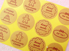 CLEARANCE Handmade Cookie Happy Birthday For You Sticker (2 Sets / 24pcs) Kawaii Sweets Seal Sticker Handmade Gift Packaging Party Gift Wrap Deco S124