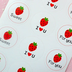 Strawberry Sticker (2 Sets / 24pcs) Kawaii Seal Sticker Handmade Gift Scrapbooking Packaging Party Gift Wrap Diary Deco Collage Decor S129