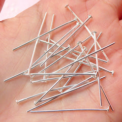 T Pins (30mm / 1.18 inches / 100 pcs / Silver) Flat Head Pins DIY Bead Jewelry Findings Beads Jewellery Supplies Fimo Chams Making F115