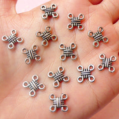 Chinese Knot Connector / Charms (12pcs) (10mm / Tibetan Silver / 2 Sided) Pendant Bracelet Earrings Zipper Pulls Bookmarks Keychains CHM552
