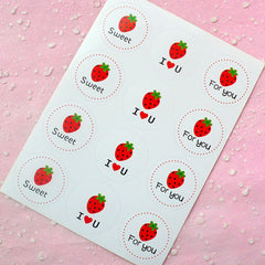 Strawberry Sticker (2 Sets / 24pcs) Kawaii Seal Sticker Handmade Gift Scrapbooking Packaging Party Gift Wrap Diary Deco Collage Decor S129