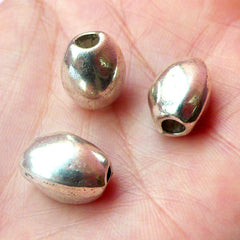 Irregular Oval Beads (3pcs) (10mm x 13mm / Tibetan Silver) Metal Beads Findings Spacer Pendant DIY Bracelet Earrings Making CHM546