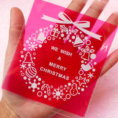 CLEARANCE Merry Christmas Gift Bags (20 pcs) Self Adhesive Resealable Plastic Bags Handmade Gift Kawaii Wrapping Bags Packaging (9.7cm x 11cm) GB038