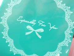 Especially For You Gift Bags w/ Doily & Ribbon Pattern (20pcs / Blue) Self Adhesive Resealable Plastic Bag (10cm x 10cm) GB053