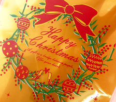 Happy Christmas Gift Bags (20 pcs / Gold) Plastic Bags Handmade Gift Kawaii Wrapping Bags Packaging Cookie Bags (12cm x 18cm) GB041