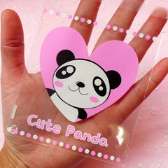Transparent Gift Bag with Kawaii Panda (20 pcs / Pink) Self Adhesive Resealable Plastic Bags Gift Wrapping Bags Packaging (9cm x 10cm) GB044