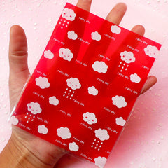Rainy Day Gift Bags (20 pcs / Red) Kawaii Self Adhesive Resealable Bags Handmade Gift Packaging Cookie Bags (10cm x 13.4cm) GB056