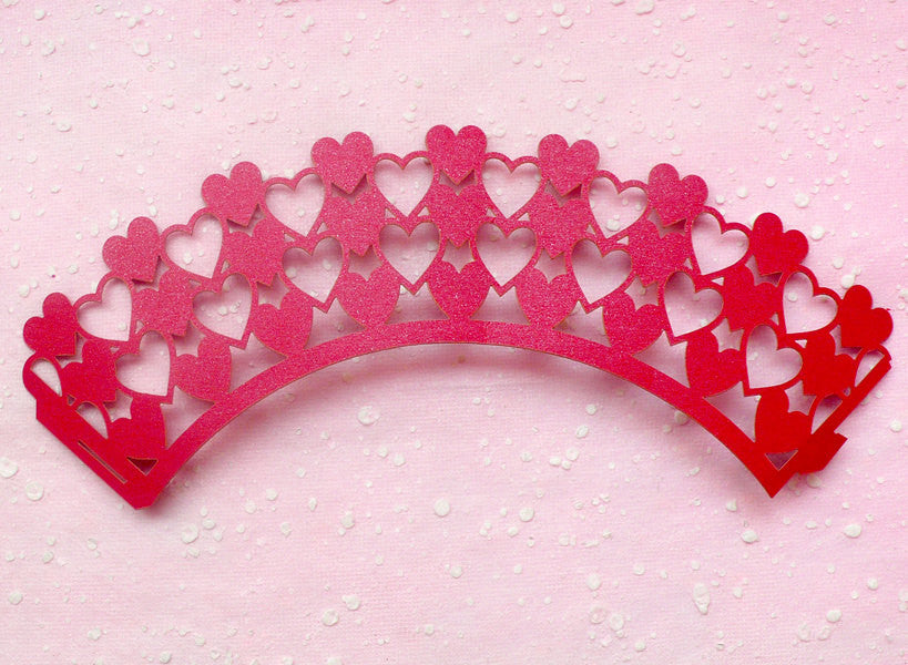 Cupcake Wrappers - Red Heart - Laser Cut Red Cupcake Wrapper - Valenti ...