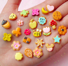 Super Kawaii Cabochon Miniature Sugar Cookie Mix (25pcs) Dollhouse Sweets Cabochon Tiny Mini Biscuit Decoden Whimsical Earrings DIY FCAB198