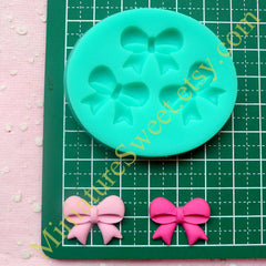 Flexible Mold Silicone Mold (Ribbon Mold 3pcs) Kawaii Gumpaste Fondant Cupcake Topper Chocolate Mold Resin Clay Jewelry Scrapbooking MD022