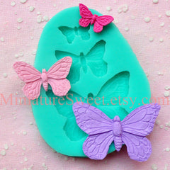 Flexible Mold Silicone Mold (Butterfly 3pcs) Kawaii Fondant Gumpaste Cupcake Topper Chocolate Resin Clay Jewelry Scrapbooking Decoden MD024