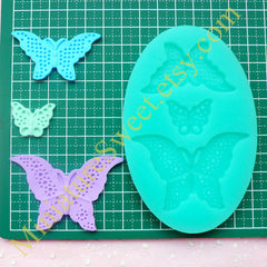 CLEARANCE Silicone Mold Flexible Mold (Butterfly 3pcs) Kawaii Fondant Gumpaste Cupcake Topper Chocolate Resin Clay Jewelry Scrapbooking Decoden MD025