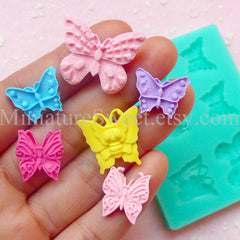 Flexible Mold Silicone Mold (Butterfly 6pcs) Kawaii Fondant Gumpaste Cupcake Topper Chocolate Resin Clay Jewelry Scrapbooking Decoden MD026