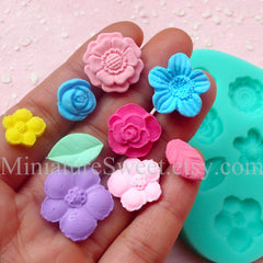 CLEARANCE Silicone Mold Flexible Mold (Flower Leaf 9pcs) Kawaii Gumpaste Fondant Cupcake Topper Chocolate Mold Resin Clay Jewelry Scrapbooking MD030