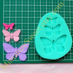 Flexible Mold Silicone Mold (Butterfly 3pcs) Kawaii Fondant Gumpaste Cupcake Topper Chocolate Resin Clay Jewelry Scrapbooking Decoden MD024