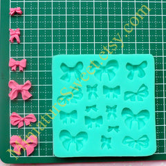 Flexible Mold Silicone Mold (Ribbon Mold 16pcs) Kawaii Gumpaste Fondant Cupcake Topper Chocolate Mold Resin Clay Jewelry Scrapbooking MD027