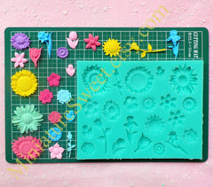 Flexible Mold Silicone Mold (Flower 22pcs) Kawaii Gumpaste Fondant Cupcake Topper Chocolate Mold Resin Clay Jewelry Scrapbooking MD032