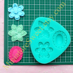 CLEARANCE Silicone Mold Flexible Mold (Cameo Flower 3pcs) Kawaii Gumpaste Fondant Cupcake Topper Chocolate Mold Resin Clay Jewelry Scrapbooking MD036
