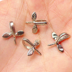 Screw Eye Pins in Leaf Shape / Eye Hooks / Screw Hook Bails / Screw Eye Bails (13mm x 14mm / 4pcs / Tibetan Silver) Pendant Charms F118