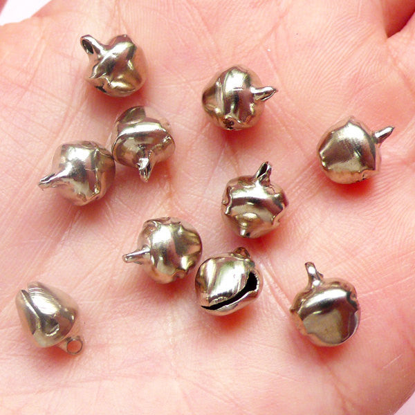 Bell Charms (20pcs) (8mm x 10mm / Tibetan Silver) Metal Finding Pendant Kawaii Bracelet Earrings Zipper Pulls Bookmark Keychains CHM557