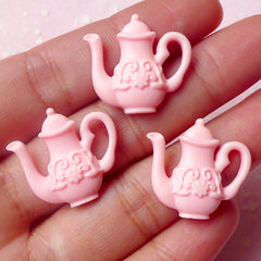 Miniature Teapot Cabochon Charms (Pink) (22mm / 3pcs) Kawaii Decoden Jewelry Making Resin Charms Scrapbooking Cell Phone Deco CAB298
