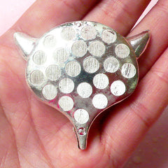 Rhinestone Animal Cabochon / Alloy Metal Fox Cabochon (Silver / 50mm x 44mm) Cell Phone Deco Sparkle Embellishment Hair Bow Center CAB324