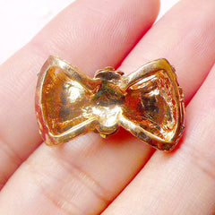 Bow Bowtie Metal Cabochon (Gold with Clear and AB Clear Rhinestones / 24mm x 14mm) Phone Case Decoden Scrapbooking Earring Making CAB326