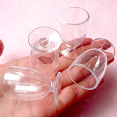 Dollhouse Miniature Parfait Cups / Ice Cream Sundae Cup (4pcs / 27mm x 41mm) + Polymer Clay Cane Strawberry (25mm) Kawaii Sweets Charm MC28