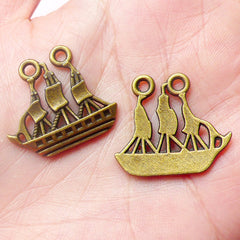 Sailing Boat Charms Sailboat Charms (4pcs) (24mm x 22mm / Antique Bronze) Pendant Bracelet Earrings Zipper Pulls Bookmark Keychains CHM580