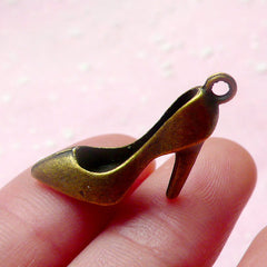 3D High Heel Charms (4pcs) (18mm x 22mm / Antique Bronze / 2 Sided) Metal Pendant Bracelet Earrings Zipper Pulls Bookmarks Key Chains CHM588