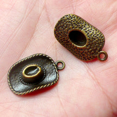 3D Cowboy Hat Charms (5pcs) (13mm x 23mm / Antique Bronze) Findings Pendant Scrapbooking Bracelet Earrings Zipper Pulls Keychains CHM589