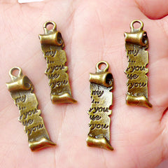 CLEARANCE Letter Fragment Charms (4pcs) (9mm x 29mm / Antique Bronze) Scrapbooking Earrings Bracelet Zipper Pulls Bookmark Pendants Keychains CHM601
