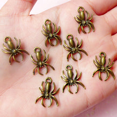 Spider Charms (8pcs) (14mm x 18mm / Antique Bronze) Insect Charms Scrapbooking Bracelet Earrings Zipper Pulls Bookmarks Key Chains CHM607