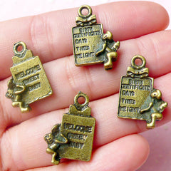 Birth Certificate Charms Baby Charms (4pcs) (14mm x 21mm / Antique Bronze / 2 Sided) Scrapbooking Bracelet Zipper Pulls Keychains CHM600