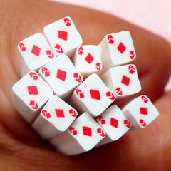 Poker Card Fimo Cane Ace of Diamond Clay Cane Playing Card Polymer Clay Cane (Cane or Slices) Novelty Nail Deco Casino Card Game Decor CE069