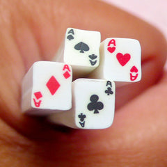 Playing Card Fimo Cane Poker Card Polymer Clay Cane (4pcs / Ace of Spade, Heart, Club & Diamond) Alice in Wonderland Embellishment CE066-69