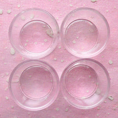 Dollhouse Ice Cream Parfait Bowl / Mini Round Container (27mm / 4 pcs / Clear) DIY Kawaii Miniature Sweets Ice Cream Sundae Making MC33