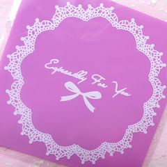 Especially For You Gift Bags w/ Doily & Ribbon Pattern (20 pcs / Purple) Self Adhesive Resealable Plastic Bags (9.9cm x 10cm) GB070