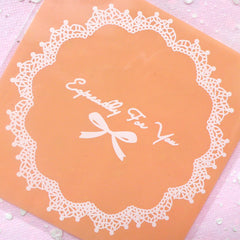 Especially For You Gift Bags w/ Doily & Ribbon Pattern (20 pcs / Light Orange) Self Adhesive Resealable Plastic Bags (9.7cm x 9.9cm) GB071
