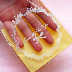 Especially For You Gift Bags w/ Doily & Ribbon Pattern (20 pcs / Yellow) Self Adhesive Resealable Plastic Bags (9.9cm x 9.9cm) GB072