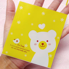 Kawaii Bear Gift Bags (20 pcs / Yellow) Self Adhesive Resealable Transparent Plastic Bags Gift Wrapping Packaging (9.9cm x 10.9cm) GB085