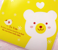 Kawaii Bear Gift Bags (20 pcs / Yellow) Self Adhesive Resealable Transparent Plastic Bags Gift Wrapping Packaging (9.9cm x 10.9cm) GB085